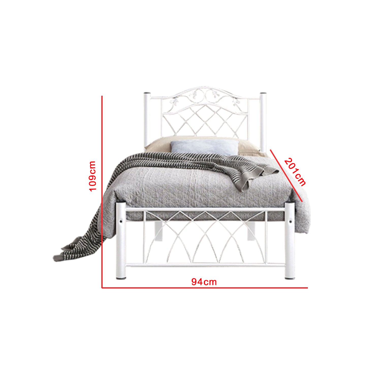 Adaline Series 1 Single Size Metal/Wood Bed Frame with Mattress