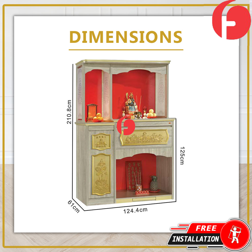 Gavyn Oriental Altar Table with Top Altar Cabinet Fire Resistant Altar Cabinet