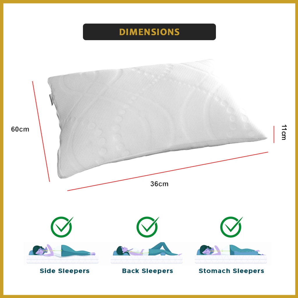 Honey Posture Pillow 4" Supportive Memory Foam Anti-Bacteria Hypoallergenic