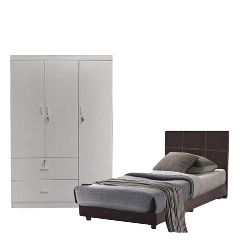 Image of Toluca Bedroom Set Series 3 Includes Wardrobe/Bed Frame/Mattress In Single And Super Single Size.Free Installation