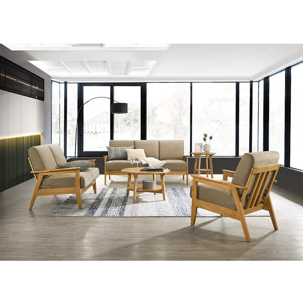 Frida Series 1,2,3 Seater Sofa Set Solid Wood Living Room Furnitures in Light Brown