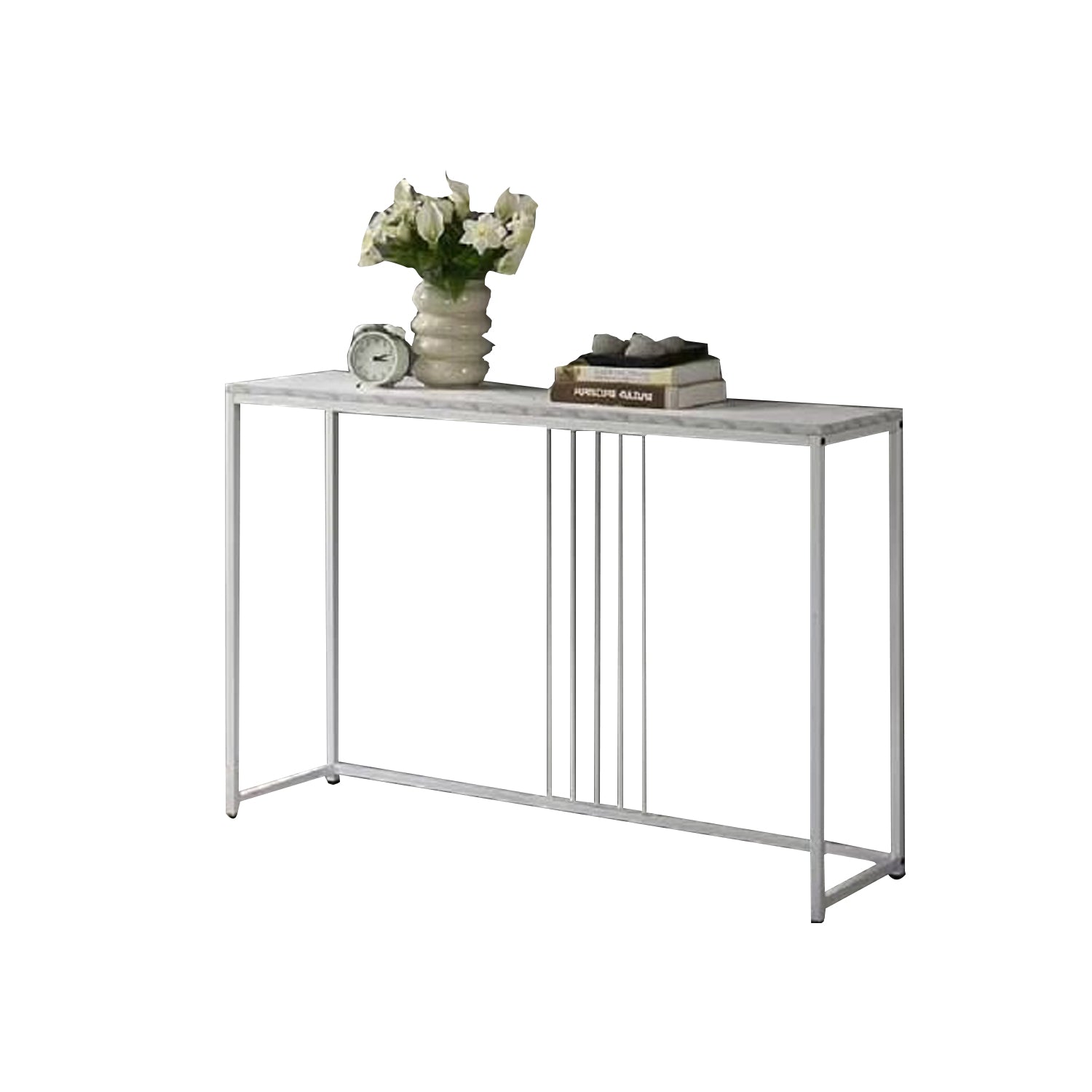 KRITY Series E Console White Marble Table Top Side Display Table in White Leg