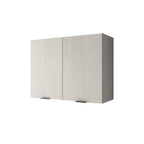 Hallie Series Modular Kitchen Cabinet Melamine Panel Top with Hanging Cabinet in Brown & Natural Color.