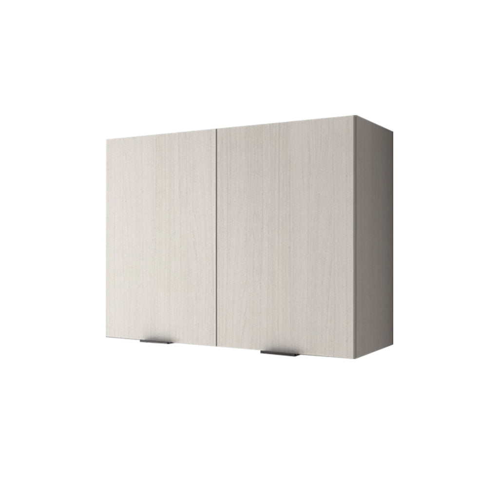 Hallie Series Modular Kitchen Cabinet Melamine Panel Top with Hanging Cabinet in Brown & Natural Color.