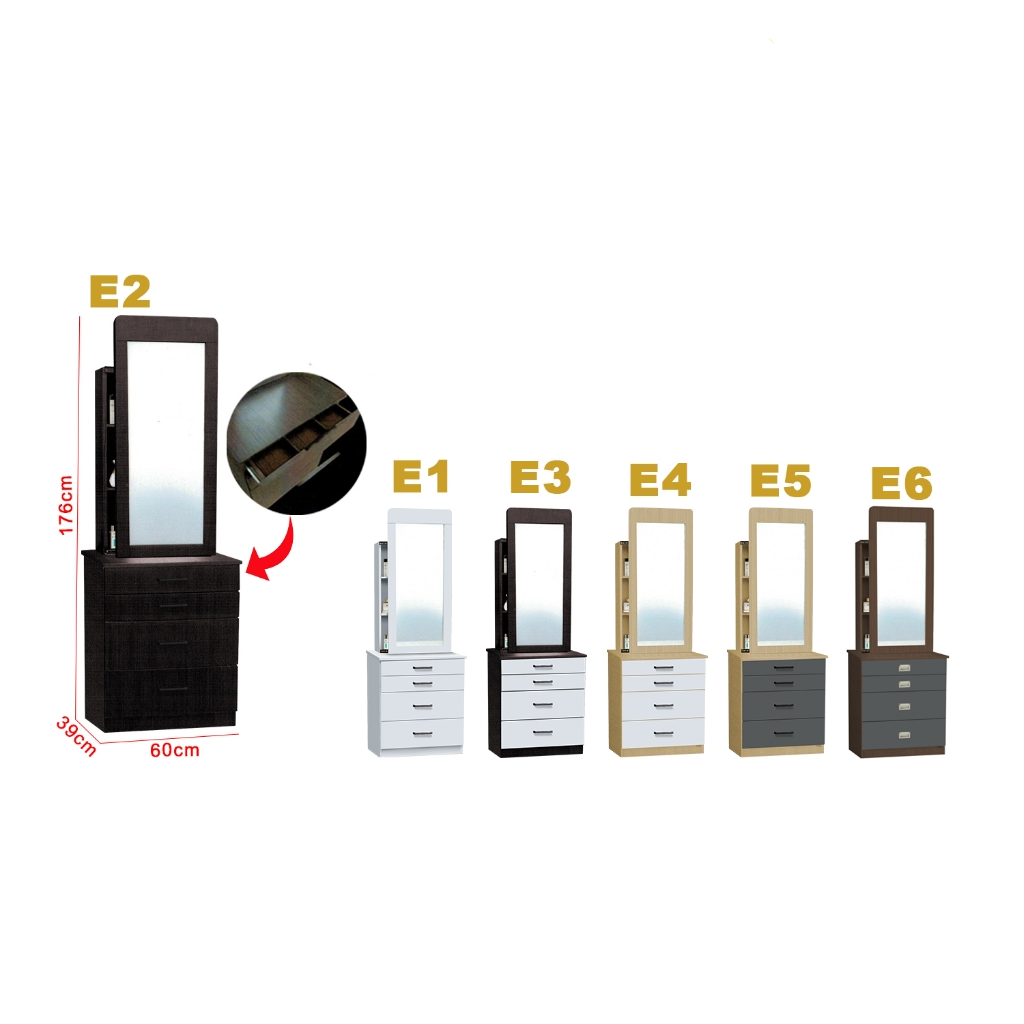 Minna Series Dressing Table With Mirror In Walnut And White Wash (Model E)