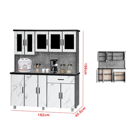 Image of Kara Series Tall Kitchen Cabinet with Drawers in 31 Designs