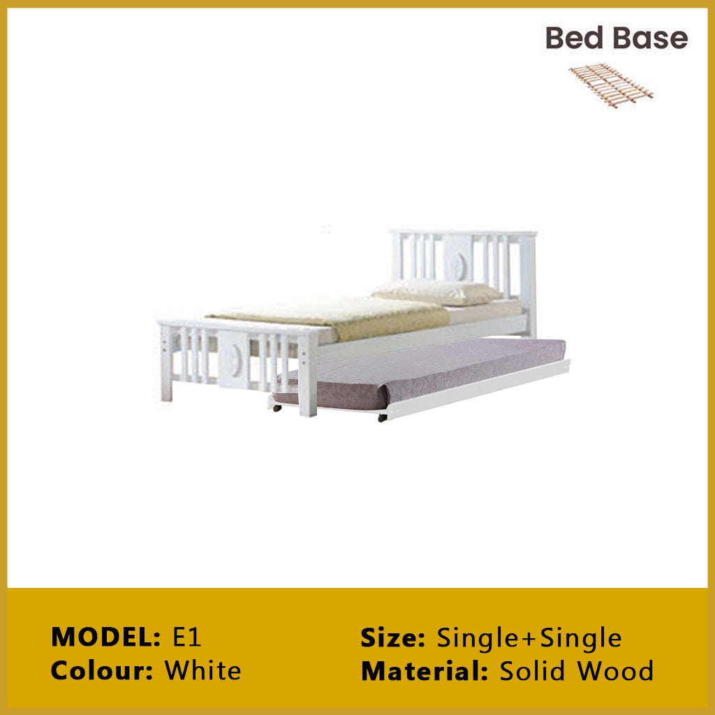 Riese Single Pull-Out Bedframe MDF+Veneer Wood Slatted Base