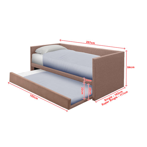 Image of Joash Model E Daybed with Trundle with Mattress - Pet-Friendly Option - 56 Colours