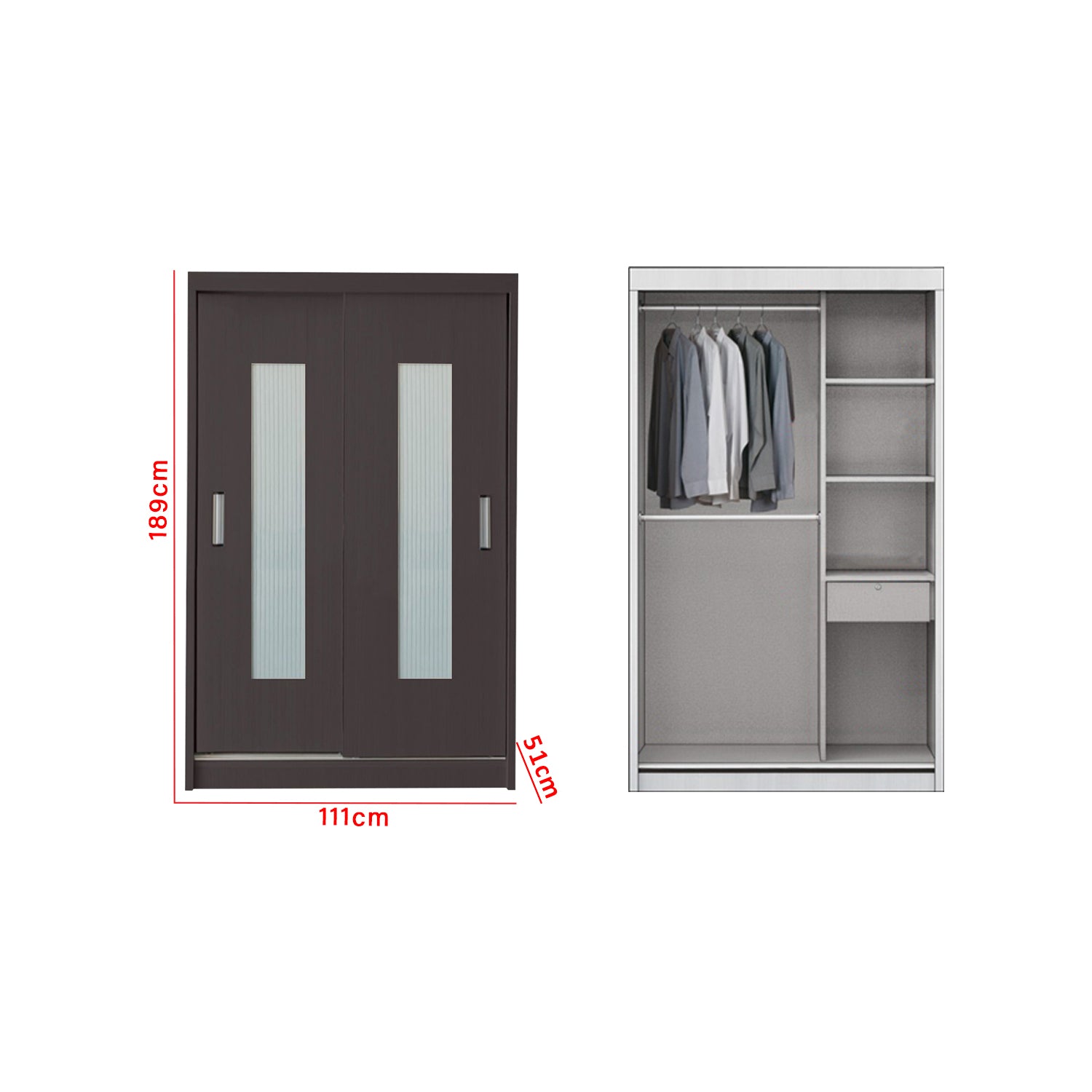 Vitta Series 5 4 Feet Sliding Door Wardrobe - Model E