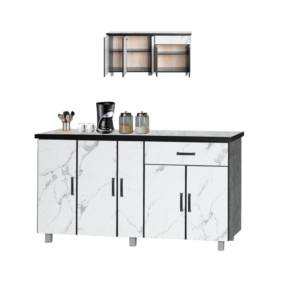 Nara Series Kitchen Cabinet Ceramic Tile Top in Marble White Colour