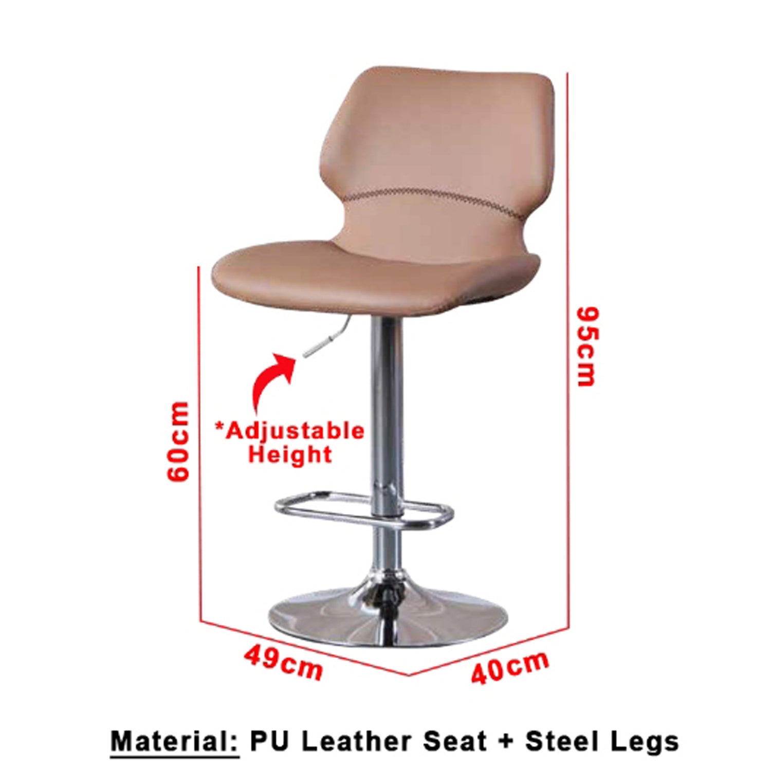 Hendrix Series 5 High Island Chair Bar Stool Chair Steel Legs