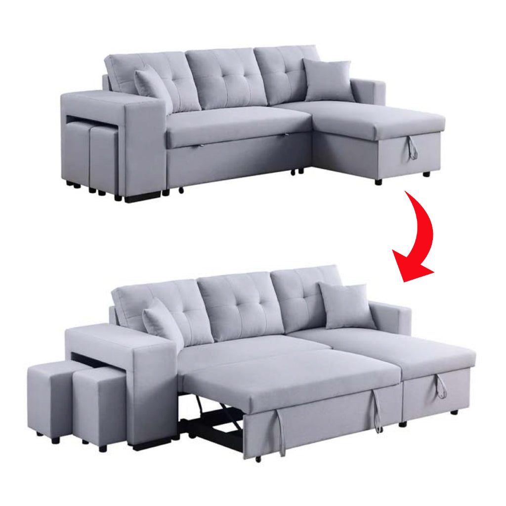 Marjie Series 5 Sleeper Sectional Reversible Sofa w/ Storage Upholstered w/ Pet-Friendly Option