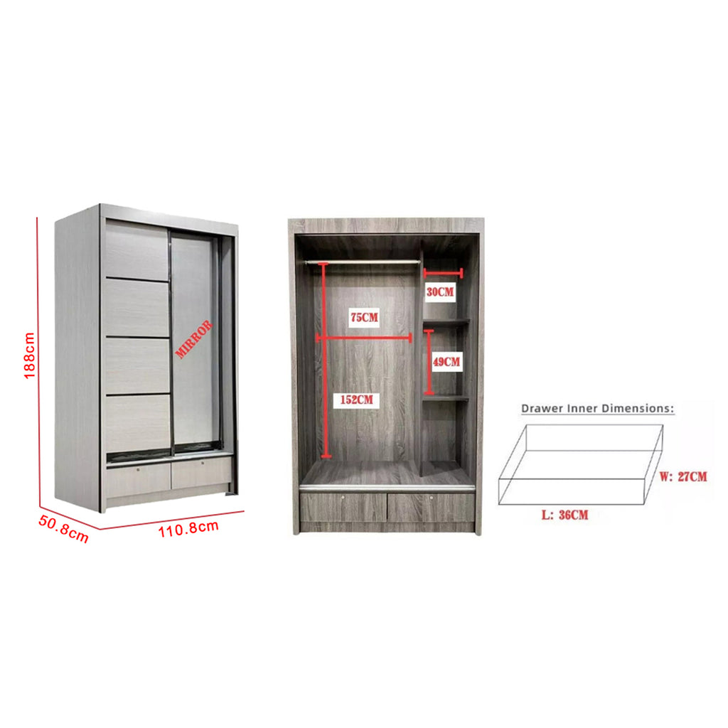 Lindy Series5 4 Feet Solid Sliding Door Wardrobe