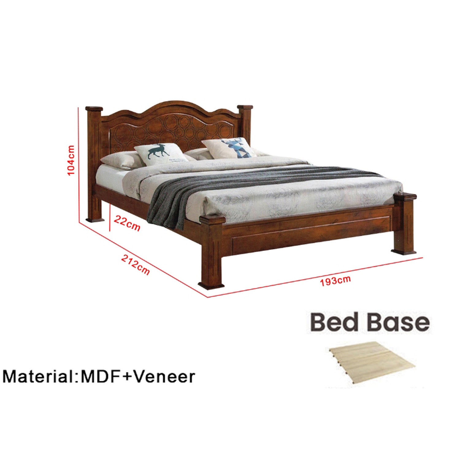 Nadia Series 5 Wooden Bedframe Collection Solid Wood - King Size with Mattress Option