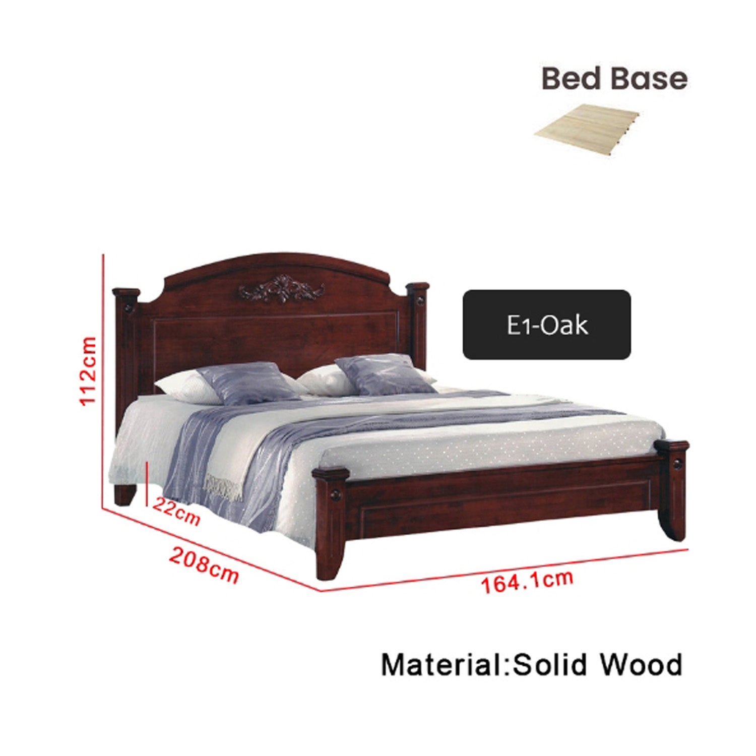 Premium Carlie Series 5 Queen Wooden Bedframe Solid Wood With Plywood Base - w/ Mattress Option