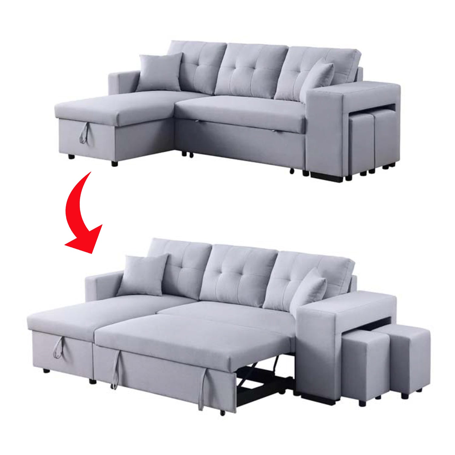 Marjie Series 5 Sleeper Sectional Reversible Sofa w/ Storage Upholstered w/ Pet-Friendly Option