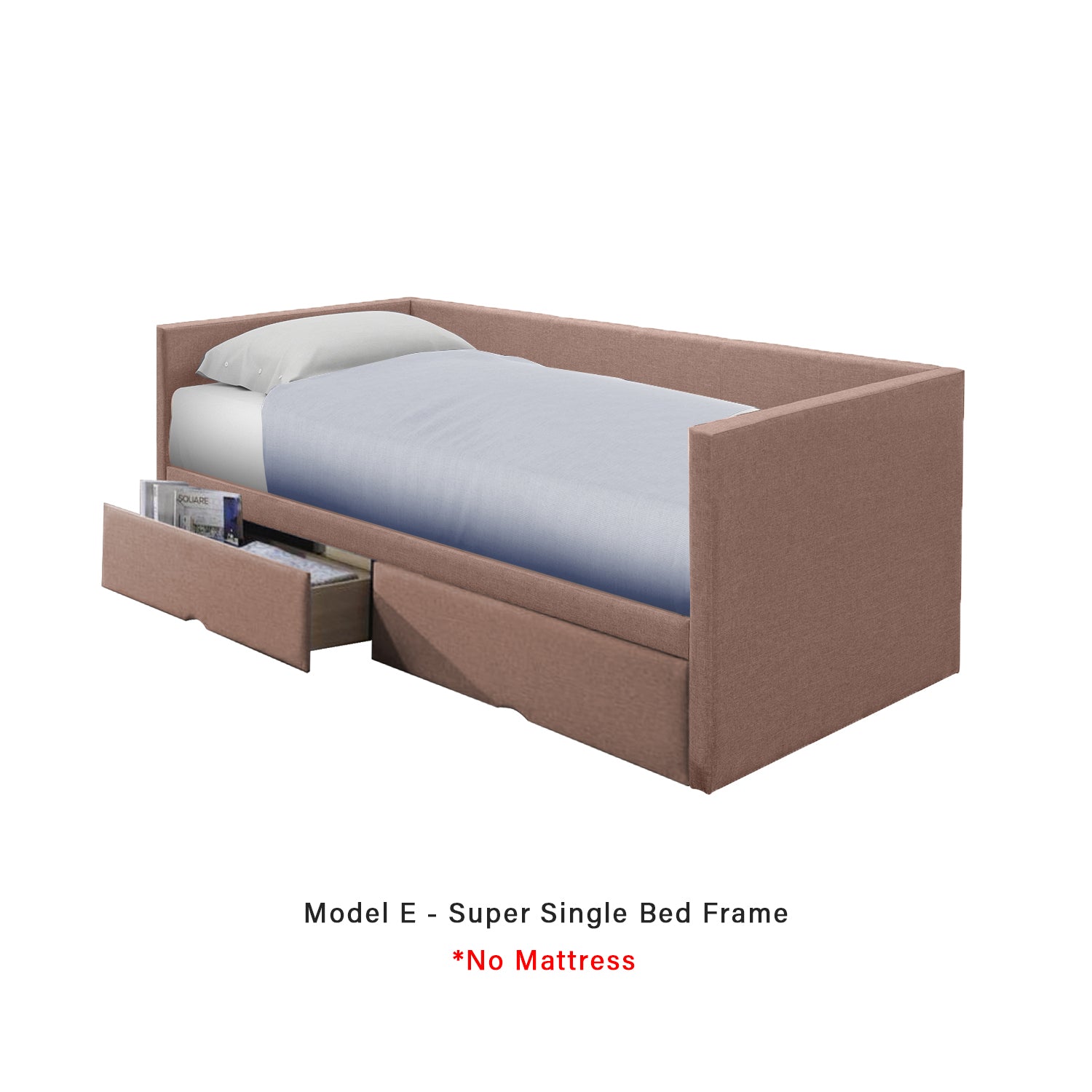 Korro Series Model E Daybed with Drawers - Pet-Friendly Option with Mattress - 56 Colours