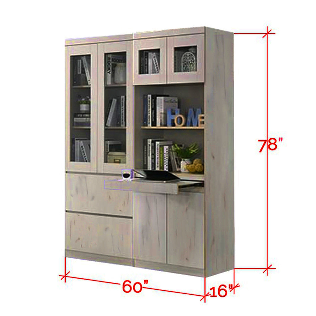 Athena 5 Bookshelf With Glass Doors in 3 Colours