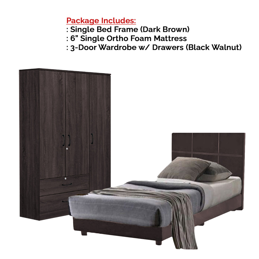 Toluca Bedroom Set Series 3 Includes Wardrobe/Bed Frame/Mattress In Single And Super Single Size.Free Installation