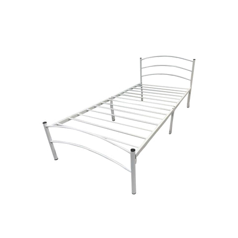 Image of Frana Series 6 Single Metal Bed Frame in White Colour w/ Optional Mattress Add On