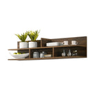 Hallie Series Modular Kitchen Cabinet Melamine Panel Top with Hanging Cabinet in Brown & Natural Color.