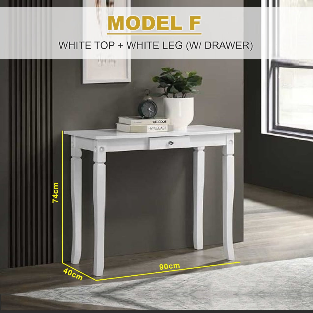 KRITY Series F Console White Table Top With Drawer Side Display Table in White Leg