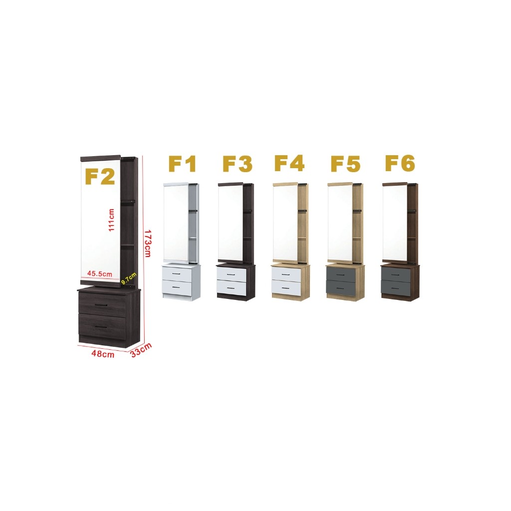 Minna Series Dressing Table With Mirror In Walnut And White Wash (Model F)