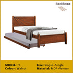 Riese Single Pull-Out Bedframe MDF+Veneer Wood Slatted Base