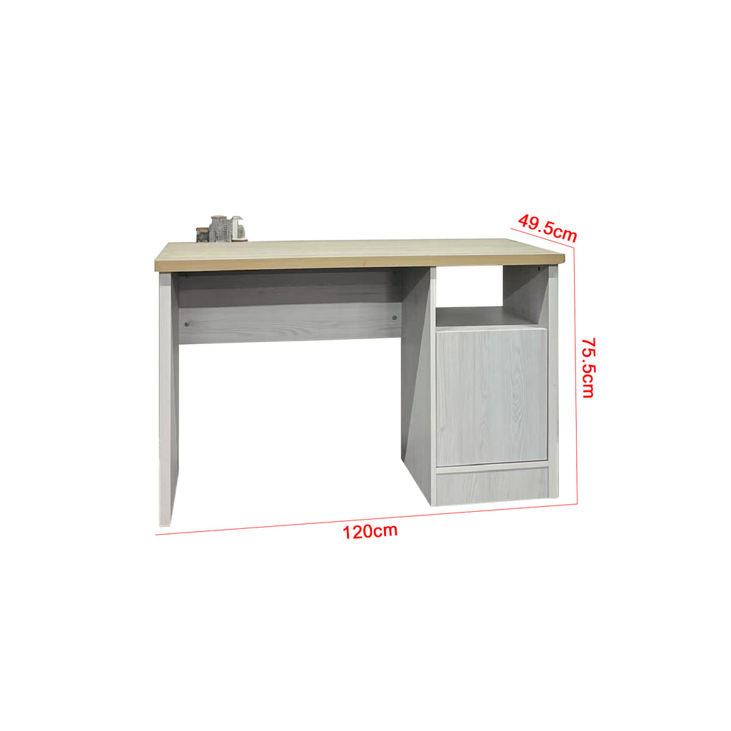 Bramn Study Table Computer Office Table In White with Natural. Fully Assembly