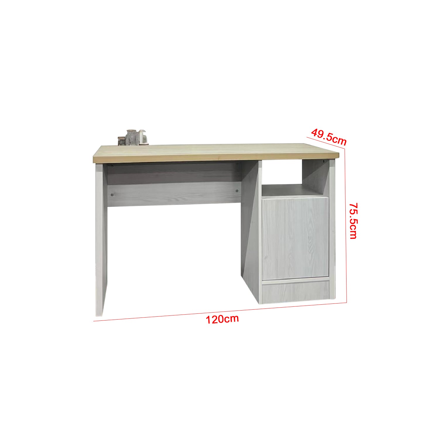 Bramn Study Table Computer Office Table In White with Natural. Fully Assembly