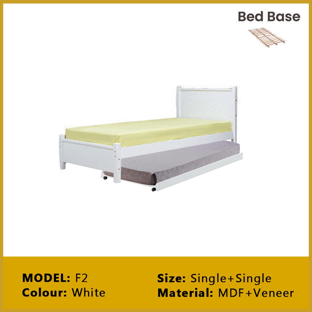 Riese Single Pull-Out Bedframe MDF+Veneer Wood Slatted Base