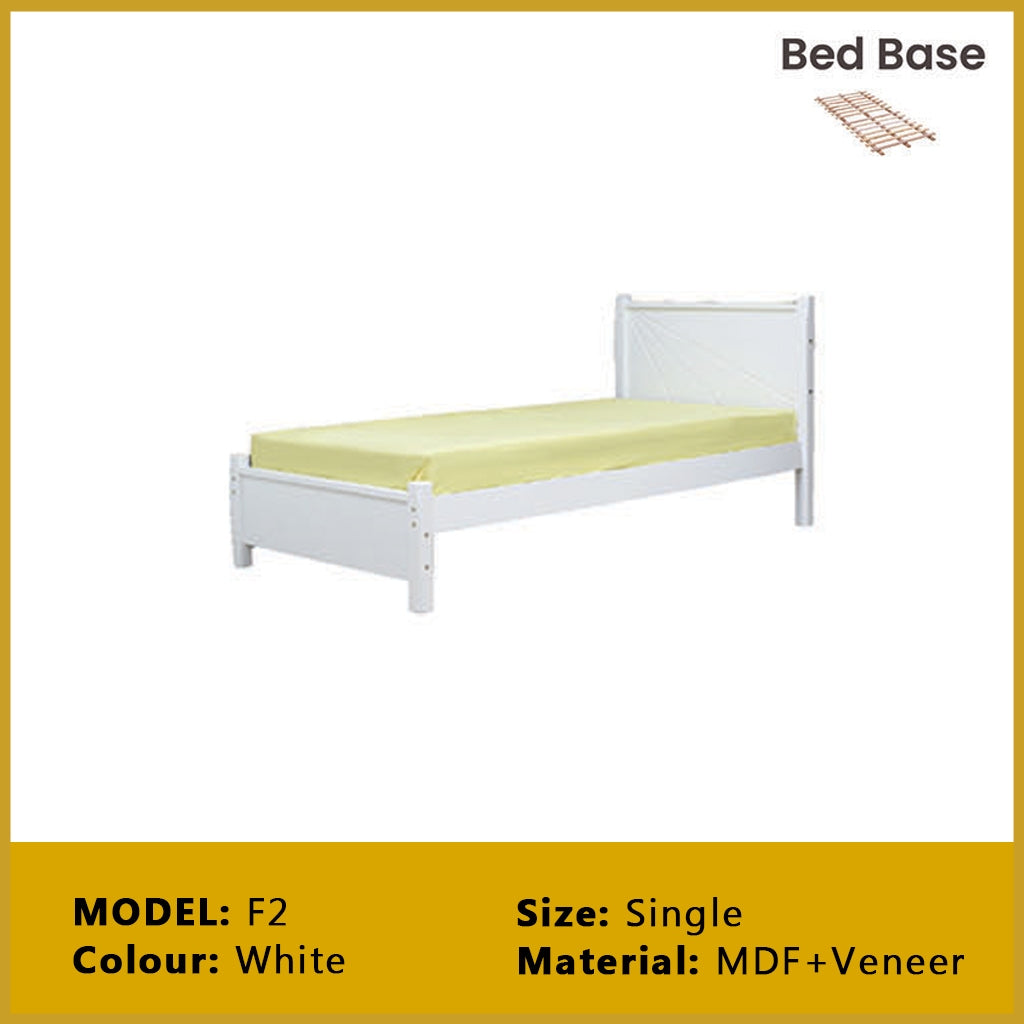 Riese Single Pull-Out Bedframe MDF+Veneer Wood Slatted Base