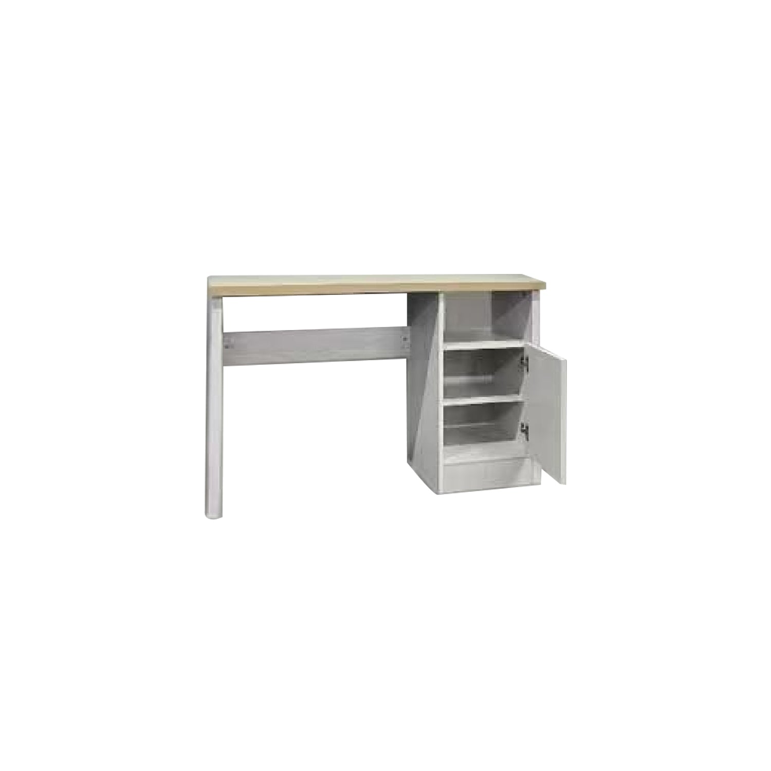 Bramn Study Table Computer Office Table In White with Natural. Fully Assembly