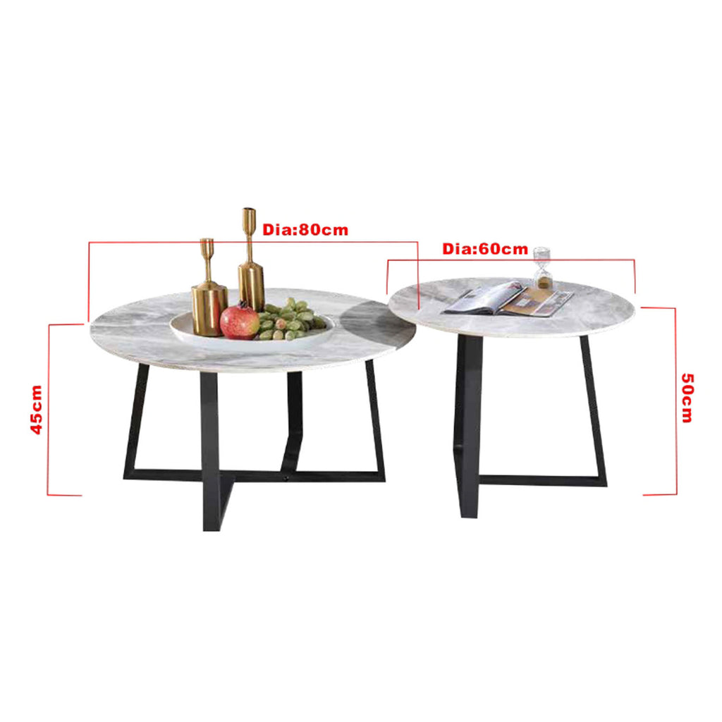 Keana Series 5 Premium Coffee Center Table Steel Metal Leg + Marble Ceramic Top