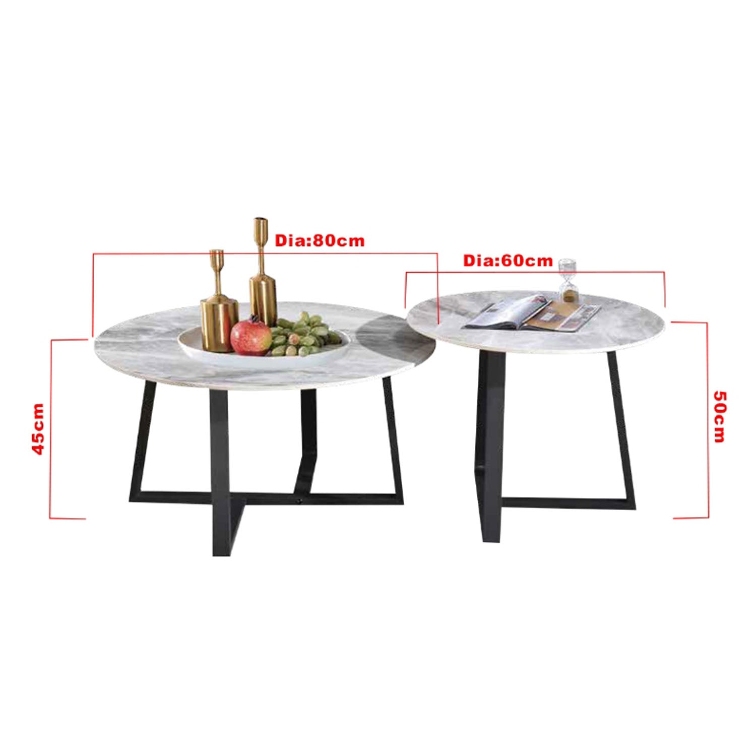 Keana Series 5 Premium Coffee Center Table Steel Metal Leg + Marble Ceramic Top