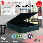 OrthoCoil 12"/14"/16" Depth Storage Bed Base Pet Friendly Scratch-Resistant Fabric - With Mattress Add-On