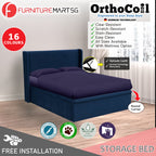 OrthoCoil Rozzy 14" SBD Storage Bed Pet Friendly Scratch-Resistant Fabric - With Mattress Add-On