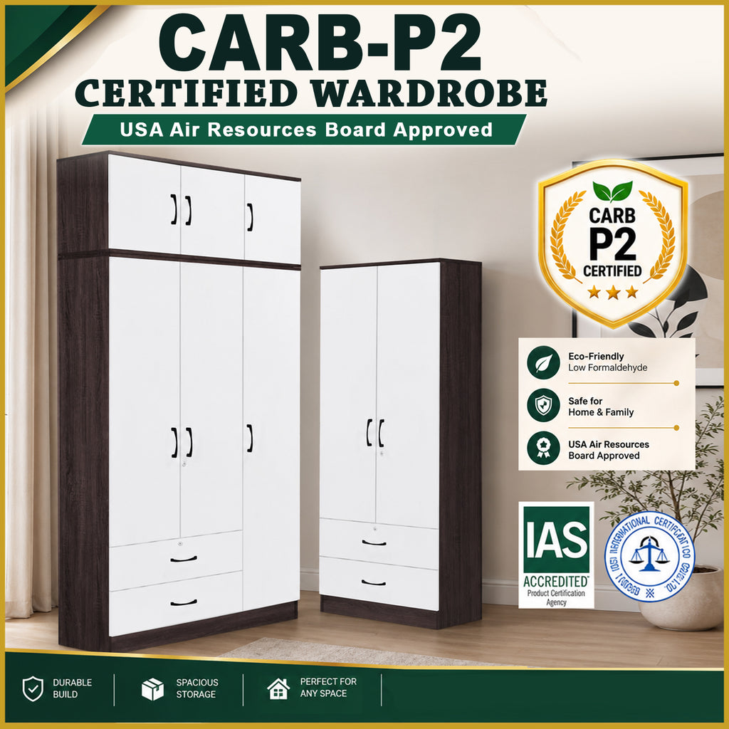 Rome CARB-P2 Certified Board 1-5 Doors Tall Wardrobe with Drawers and Top Cabinet