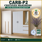 Wrilie CARB-P2 Certified Board Scratch Resistant Wardrobe 2/3 Doors With Drawers