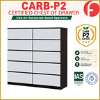 Ignos 10 Drawers CARB-P2 Certified Board Chest of Drawers Full Laminated Back Panel