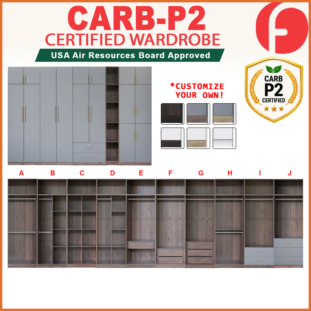 Islah Series CARB-P2 Certified Board Customizable Modular Wardrobe With Top 2-Door up to 8-Door in 6 Colours