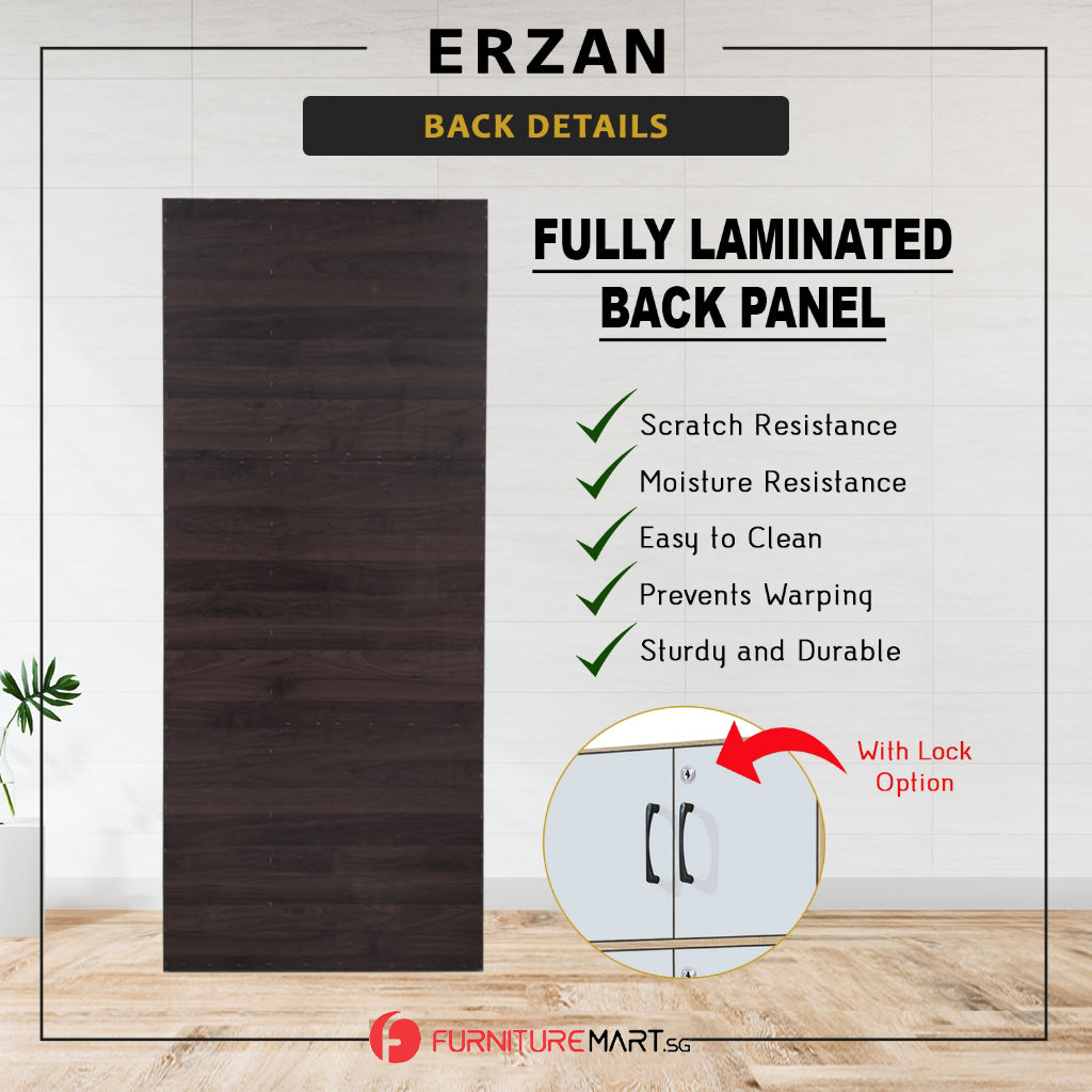Erzan Series Single and Double Door Cabinet Bookshelf Storage w/lock in 6 Colours