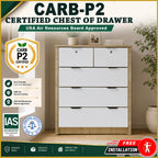 Flori 5-Drawers CARB-P2 Certified Board Chest of Drawers Full Laminated Back Panel