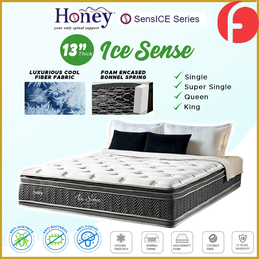 Honey Ice Sense 13" SensICE Series Bonnel Spring Cooling Fabric Mattress - All Sizes