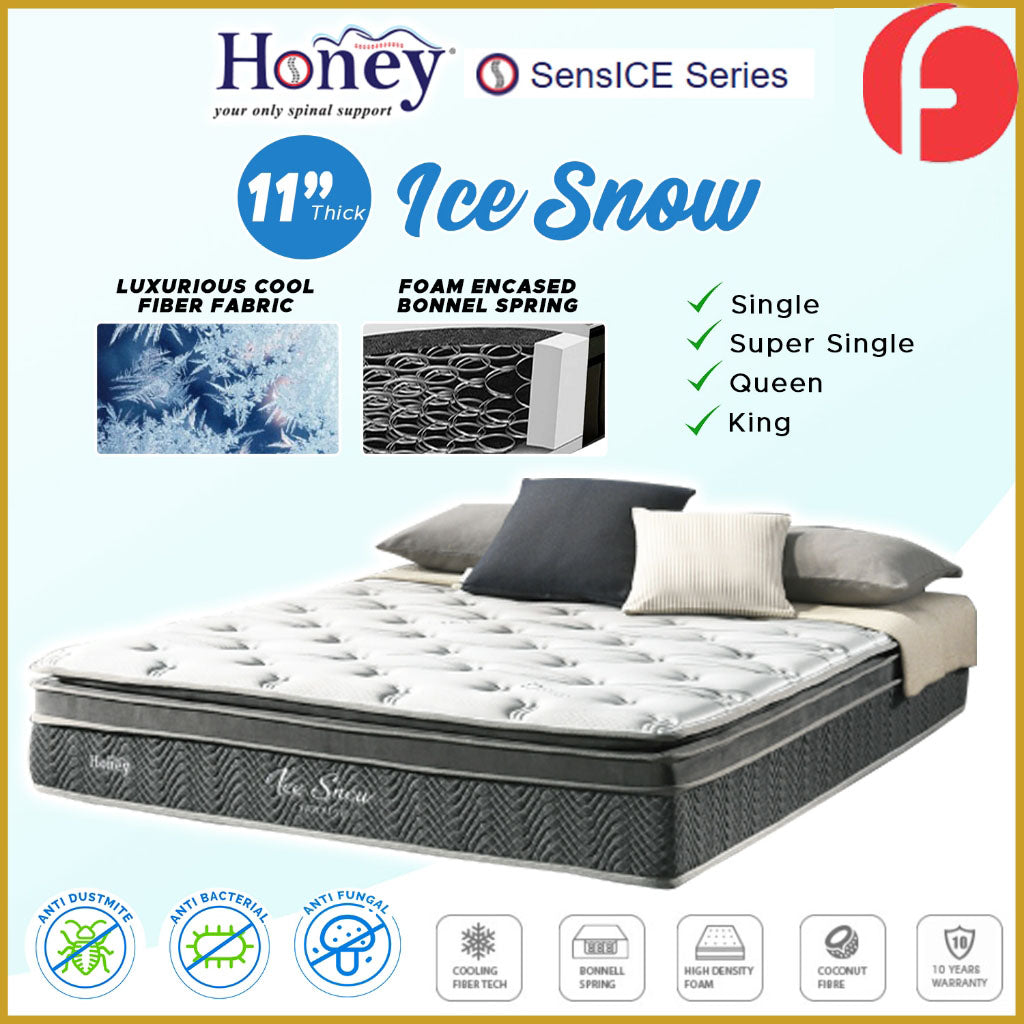 Honey Ice Snow 11" SensICE Series Bonnel Spring Cooling Fabric Mattress - All Sizes
