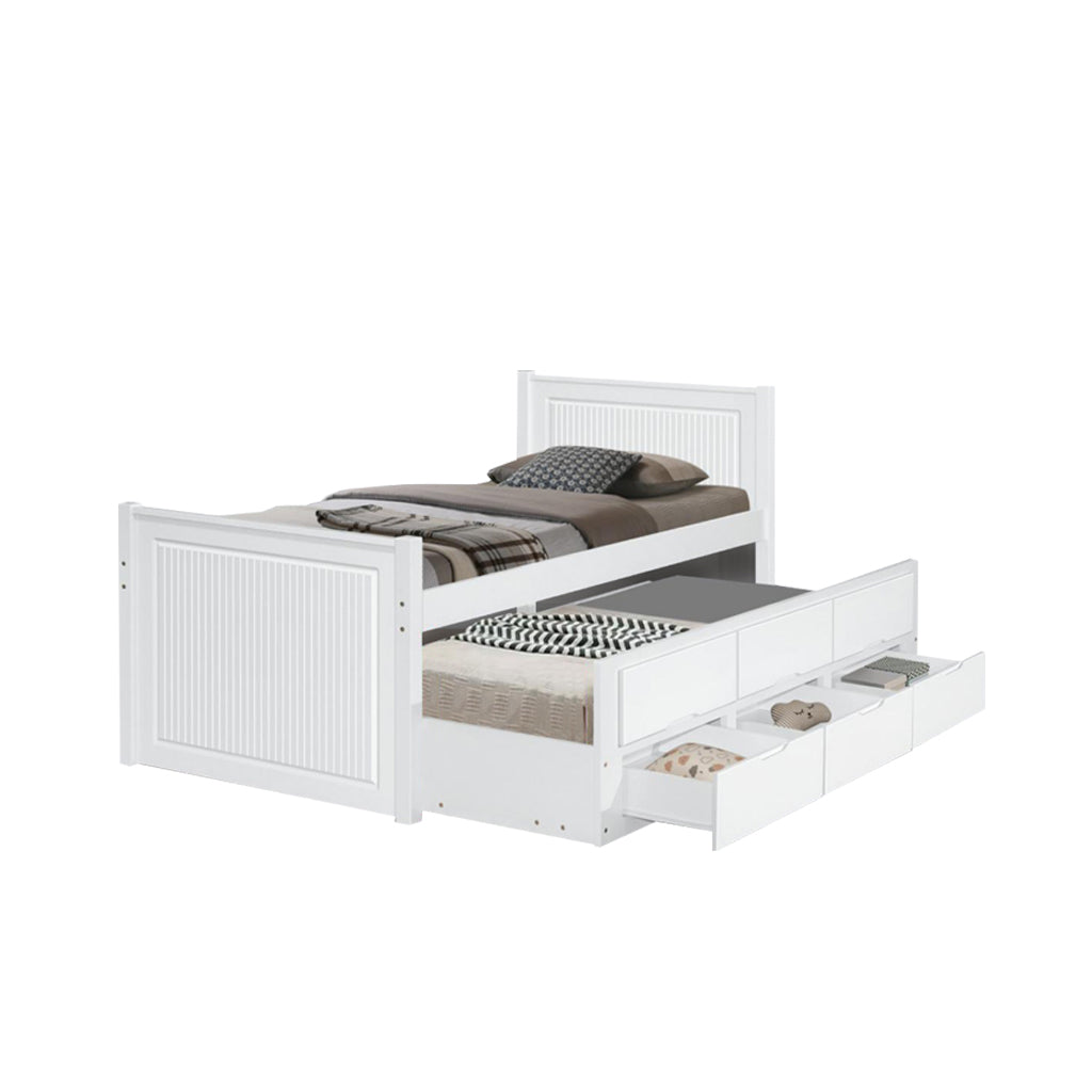 Nommi Single / Super Single Pull-Out Bed Frame with Drawers