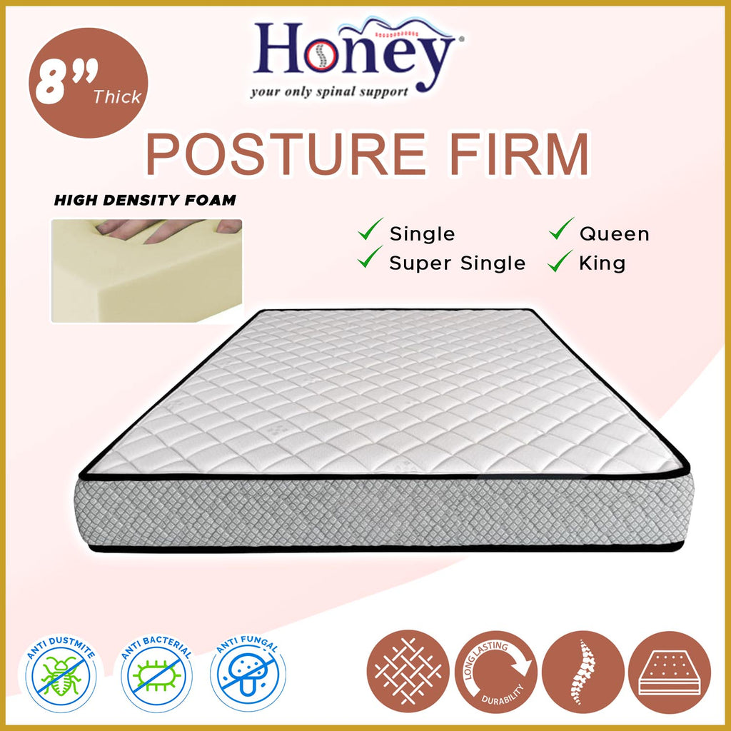 Honey Posture Firm 8" High Density Foam Mattress - All Sizes Available