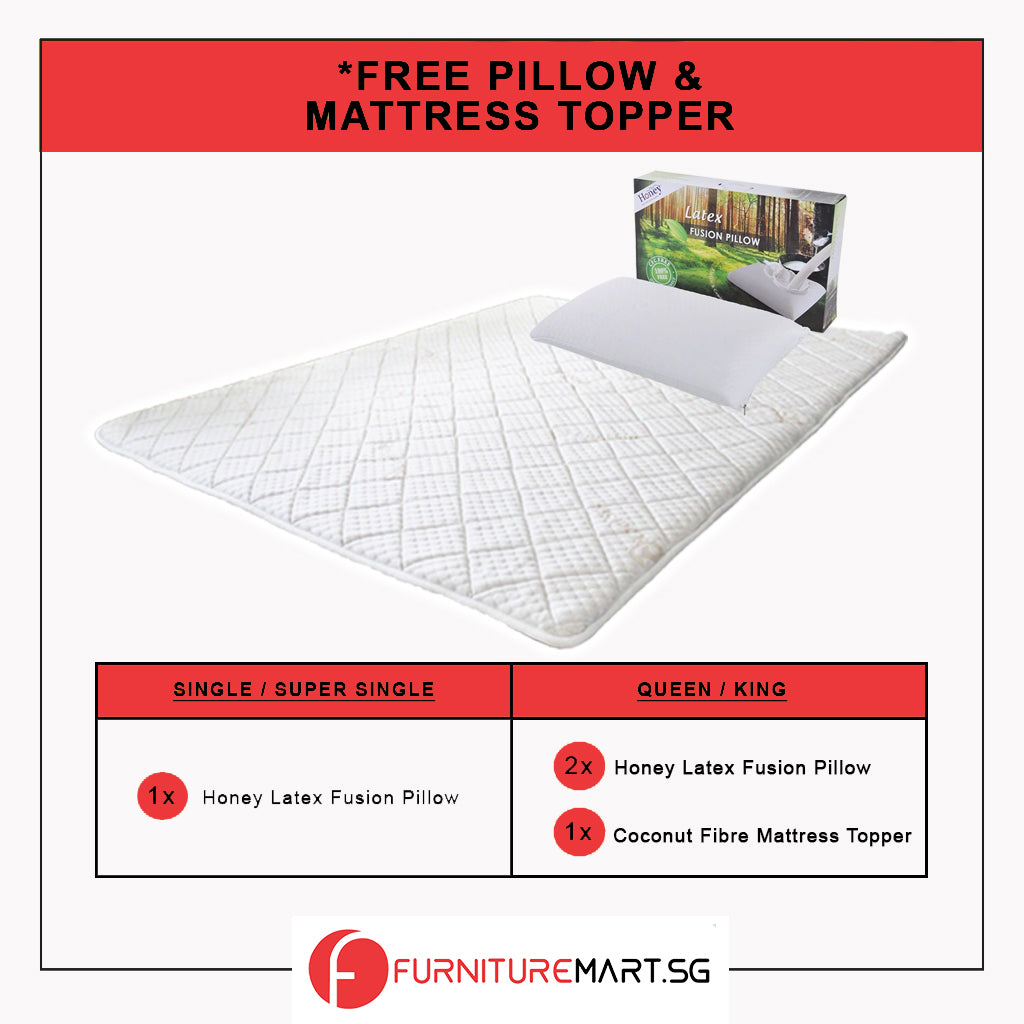 Honey Golden Silk 12" 7-Zone Pocket Spring Mattress FREE TOPPER & PILLOW  -All Sizes