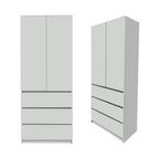 Nolin Modern 2 Door Hanging Wardrobe + 3 Layer Drawer Laminated Back Panel