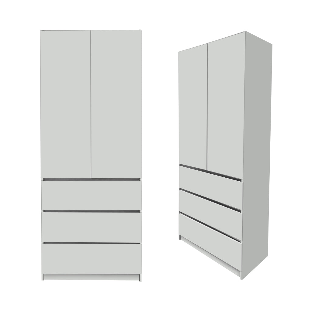 Nolin Modern 2 Door Hanging Wardrobe + 3 Layer Drawer Laminated Back Panel